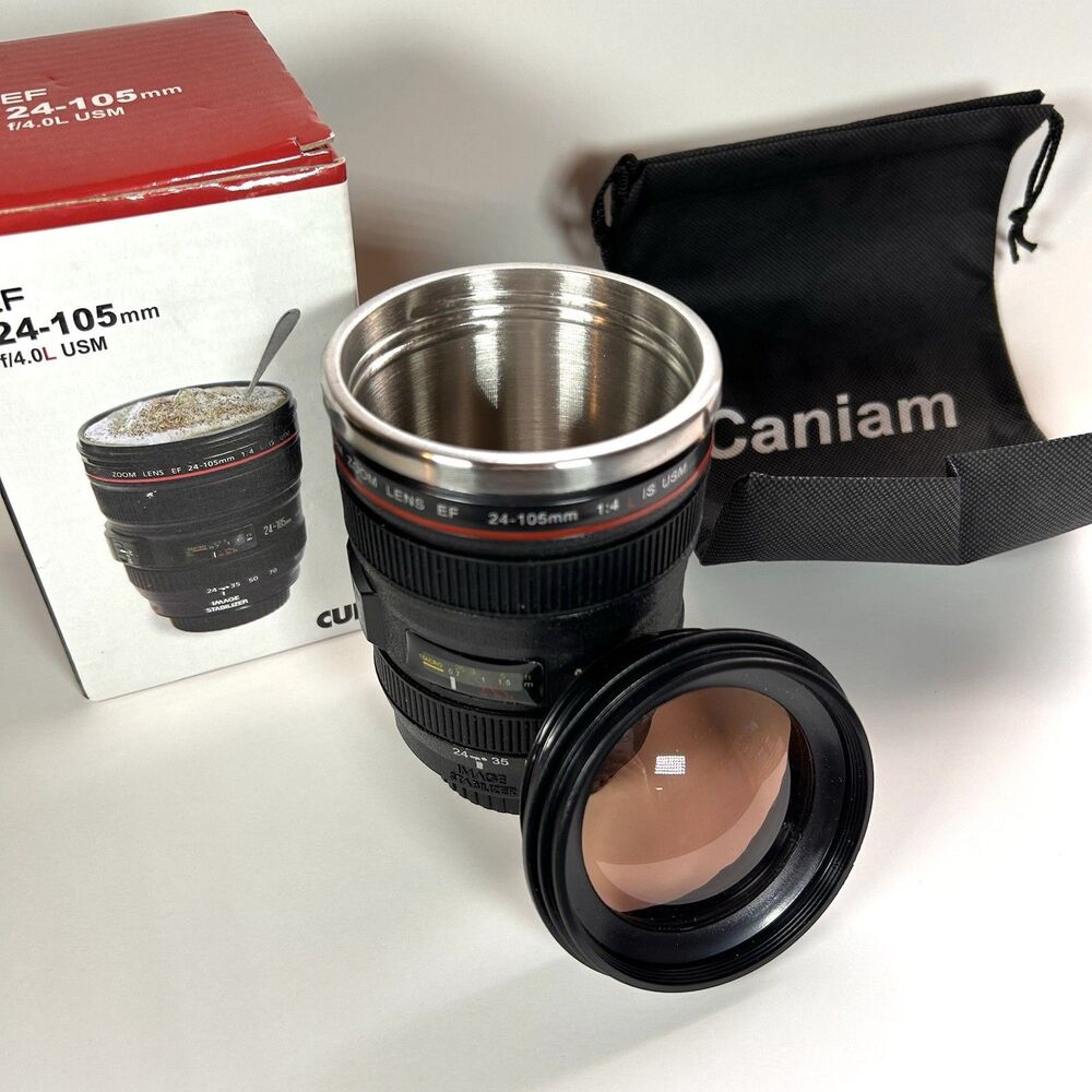 Brand New Camera Lens Coffee Mug with Screw On Lid Unique Camera Gifts